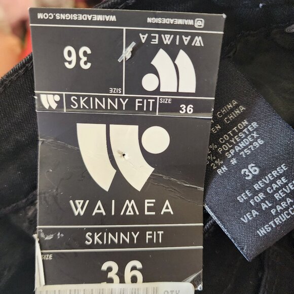 Waimea Men's Distressed Black Red Patch Paint Splatter Jeans Shorts Size 36 NWT - Picture 9 of 11